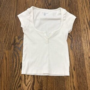 Brandy Melville Cream Buttoned Crop Top